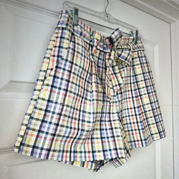 NWT LOFT High Waist Paper Bag Shorts in Plaid Women’s size Medium - Picture 5 of 10